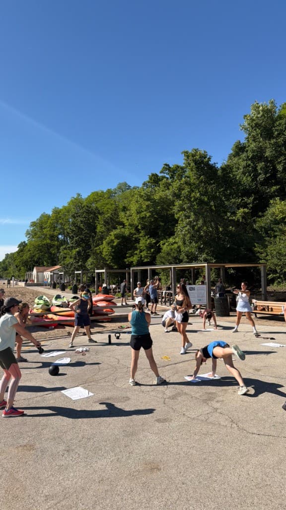 Outdoor group workout at Glencoe Beach