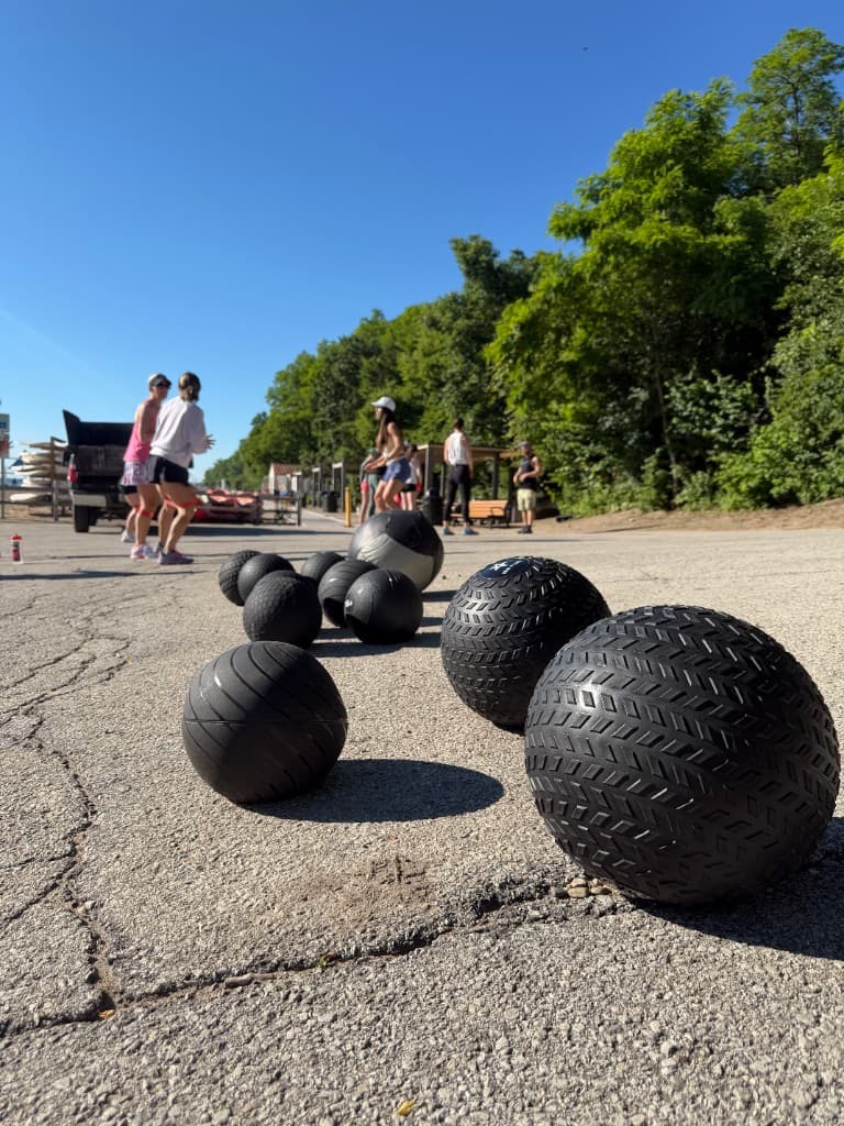 Sandblast workout equipment on the beach